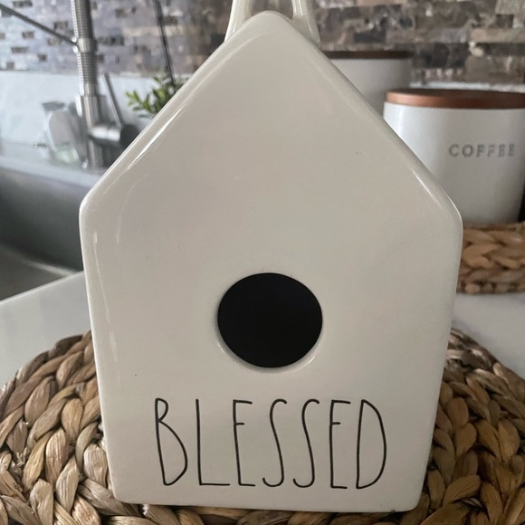 Rae Dunn By Magenta BLESSED Square Ceramic Ivory Birdhouse - Picture 2 of 5